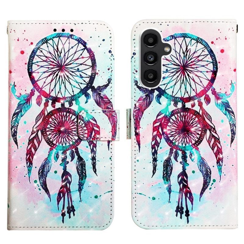 Θήκη Flip Samsung Galaxy A14 / A14 5G με κορδονι Strap Dream Catcher