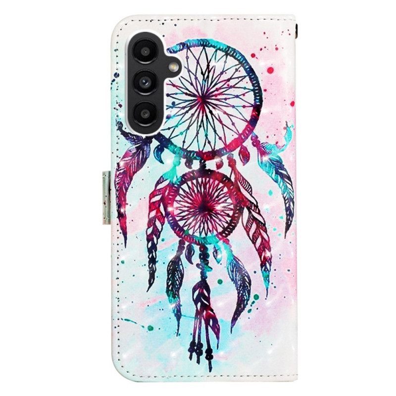 Θήκη Flip Samsung Galaxy A14 / A14 5G με κορδονι Strap Dream Catcher