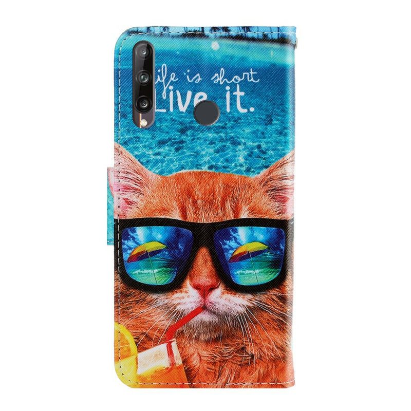 Κάλυμμα Huawei P40 Lite E / Huawei Y7p με κορδονι Cat Live It Strappy