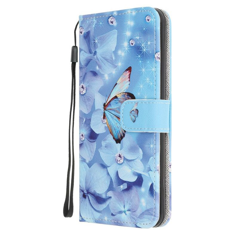 Κάλυμμα Huawei P40 Lite E / Huawei Y7p με κορδονι Diamond Strappy Butterflies