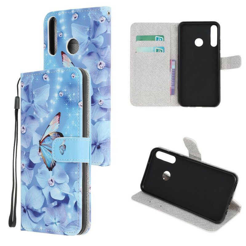 Κάλυμμα Huawei P40 Lite E / Huawei Y7p με κορδονι Diamond Strappy Butterflies