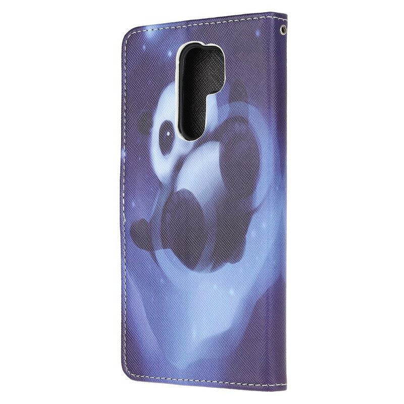 Θήκη Flip Xiaomi Redmi 9 με κορδονι Διαστημικό Panda Με Κορδόνι