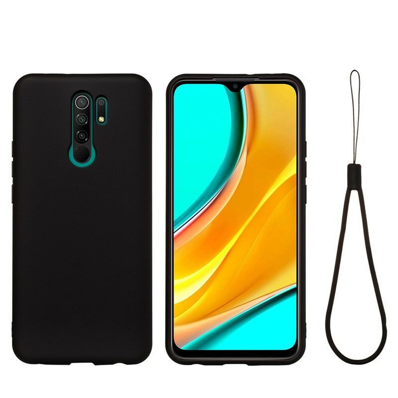 Θήκη Xiaomi Redmi 9 Υγρή Σιλικόνη Με Κορδόνι