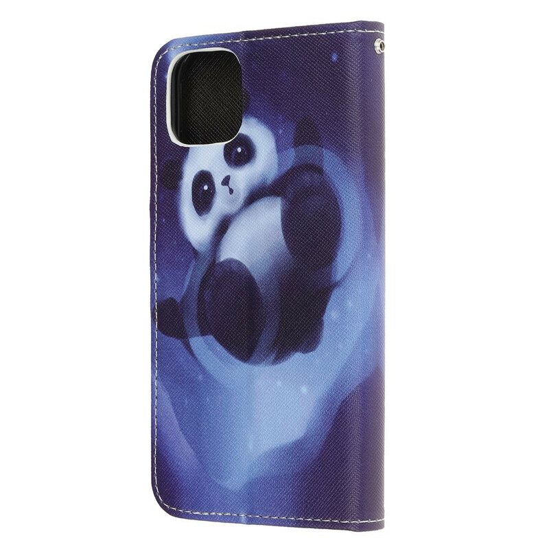 Κάλυμμα iPhone 12 Mini με κορδονι Διαστημικό Panda Με Κορδόνι