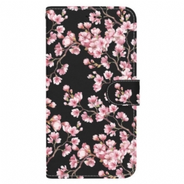 Δερματινη Θηκη Realme 12 / 12x 5g Plum Blossoms Με Λουράκι Σιλικόνης