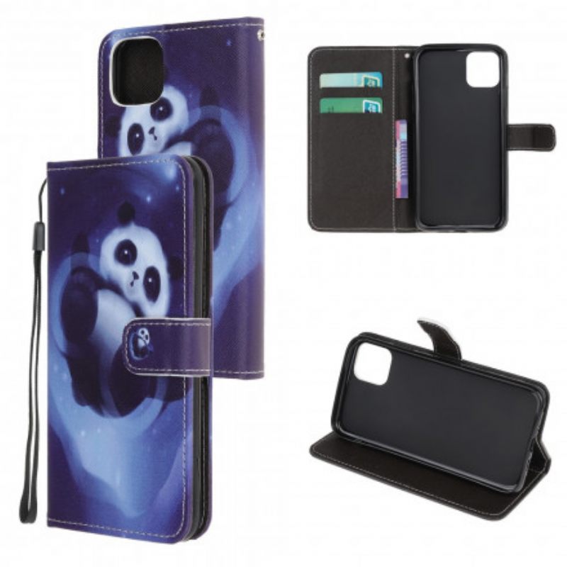 δερματινη θηκη Samsung Galaxy A22 5G με κορδονι Panda Space Strap