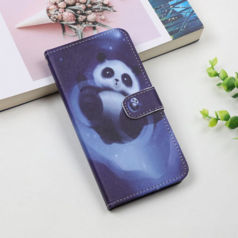 δερματινη θηκη Samsung Galaxy A22 5G με κορδονι Panda Space Strap