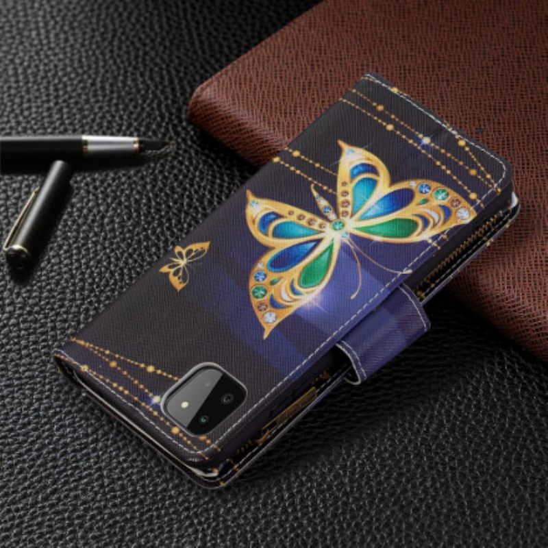 δερματινη θηκη Samsung Galaxy A22 5G Πεταλούδα Art Pouch Με Φερμουάρ