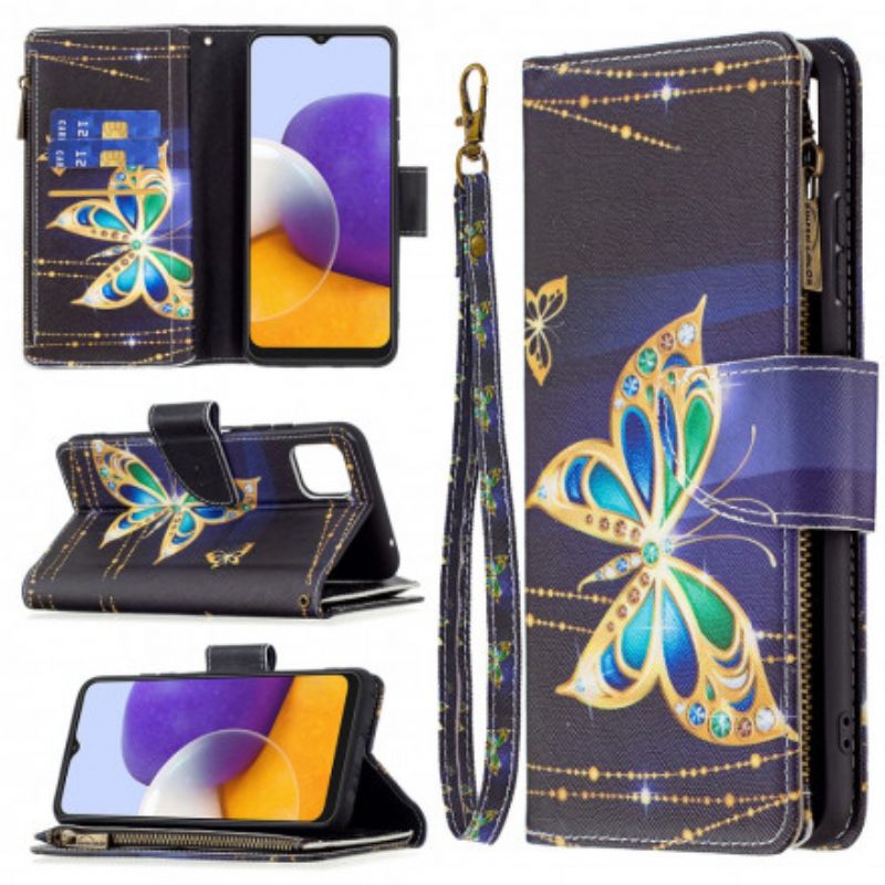 δερματινη θηκη Samsung Galaxy A22 5G Πεταλούδα Art Pouch Με Φερμουάρ