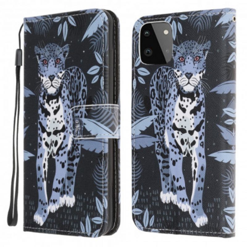 Κάλυμμα Samsung Galaxy A22 5G με κορδονι Leopard Strappy