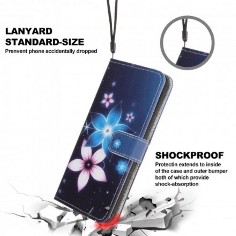 Κάλυμμα Samsung Galaxy A22 5G με κορδονι Λουλούδια Lunar Strap