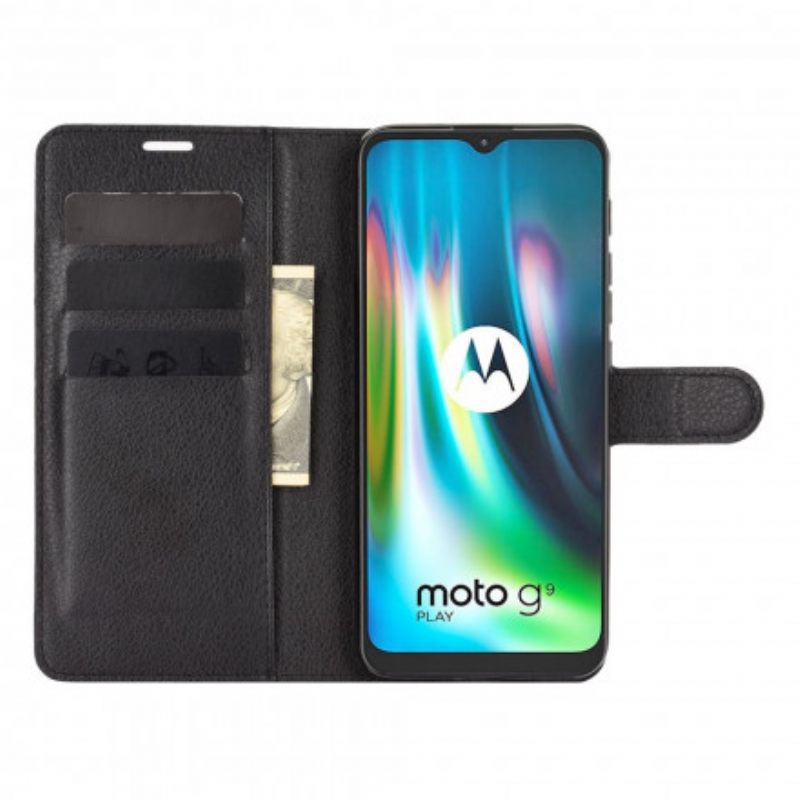 δερματινη θηκη Moto G9 Play Κλασικό Εφέ Λίτσι