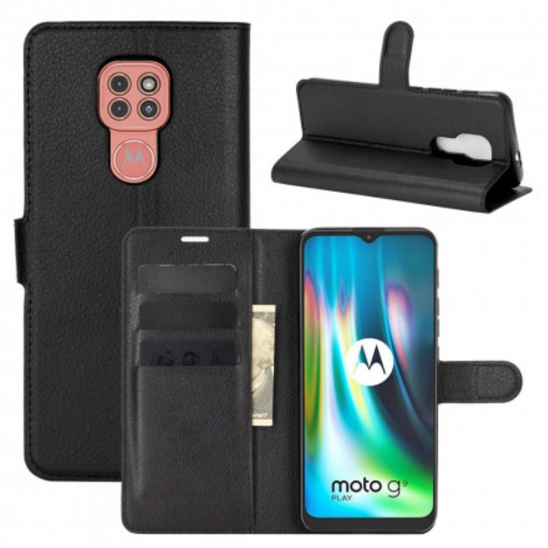 δερματινη θηκη Moto G9 Play Κλασικό Εφέ Λίτσι