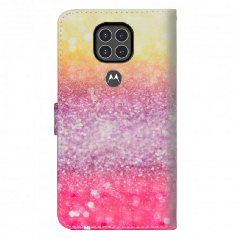 δερματινη θηκη Moto G9 Play Ματζέντα Glitter Gradient