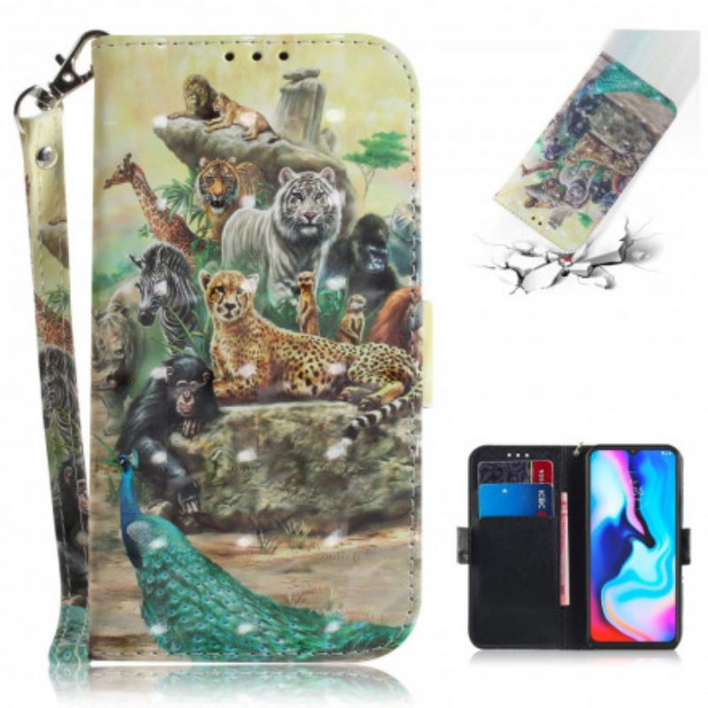 δερματινη θηκη Moto G9 Play με κορδονι Safari Animals Strap