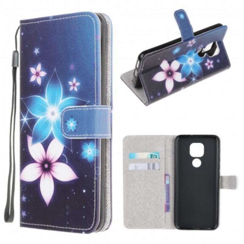 Κάλυμμα Moto G9 Play με κορδονι Lunar Strap Flowers