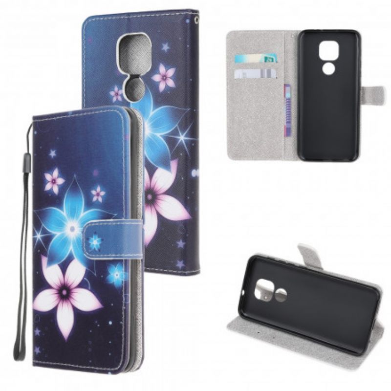 Κάλυμμα Moto G9 Play με κορδονι Lunar Strap Flowers