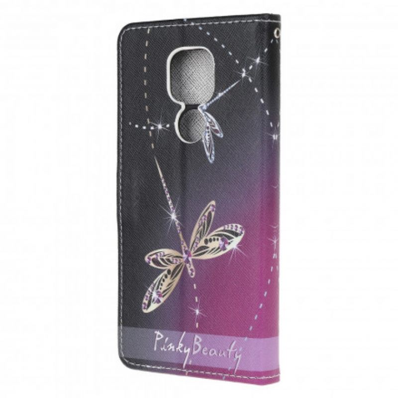 Κάλυμμα Moto G9 Play με κορδονι Strappy Dragonflies