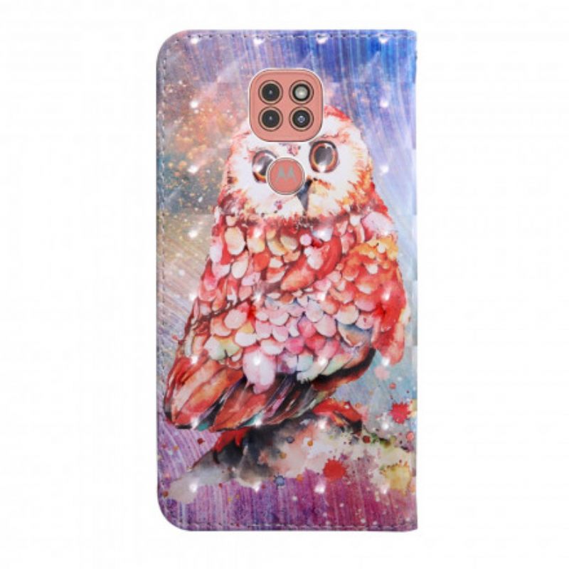 Θήκη Flip Moto G9 Play Ελαφριά Κηλίδα Germain The Owl