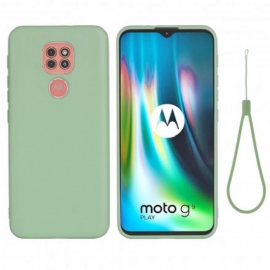 Θήκη Moto G9 Play Σχέδιο Υγρής Σιλικόνης Με Κορδόνι