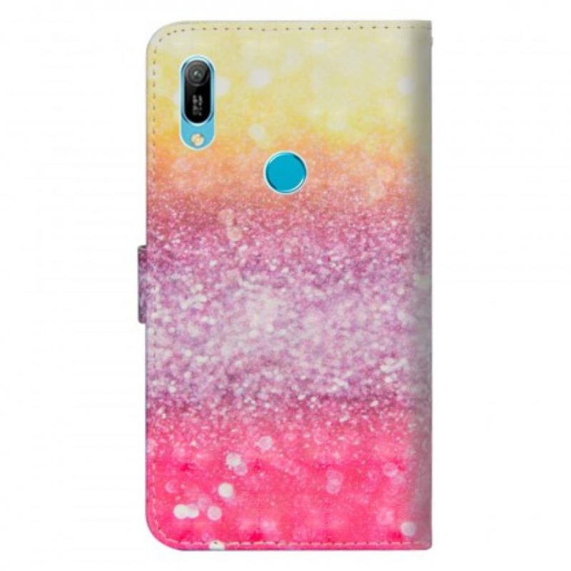 δερματινη θηκη Huawei Y6 2019 / Honor 8A Ματζέντα Glitter Gradient