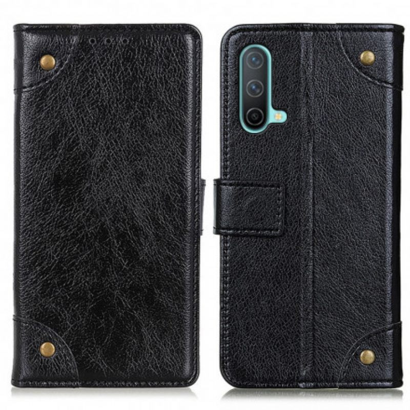 Κάλυμμα OnePlus Nord CE 5G Vintage Rivets Nappa Leather Style