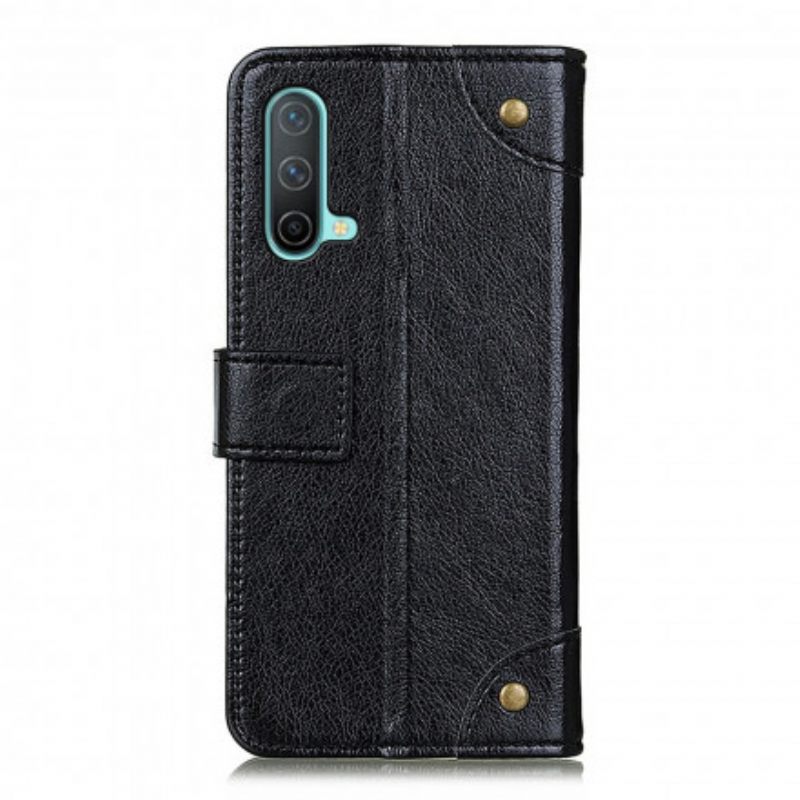 Κάλυμμα OnePlus Nord CE 5G Vintage Rivets Nappa Leather Style