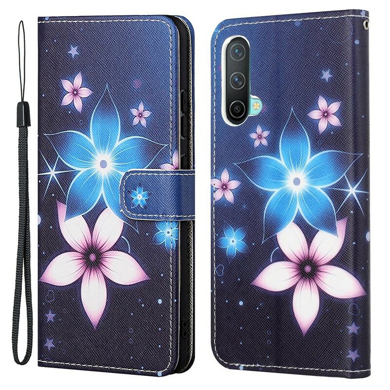 Θήκη Flip OnePlus Nord CE 5G με κορδονι Lunar Strap Flowers