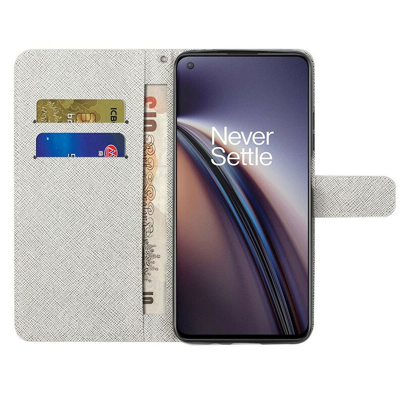 Θήκη Flip OnePlus Nord CE 5G με κορδονι Lunar Strap Flowers