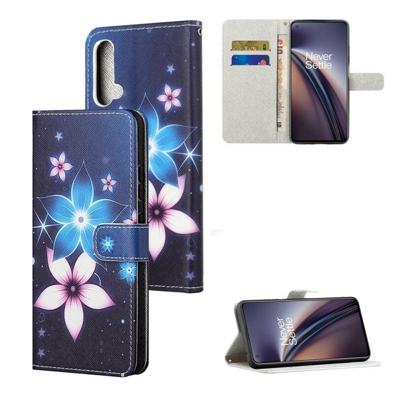 Θήκη Flip OnePlus Nord CE 5G με κορδονι Lunar Strap Flowers