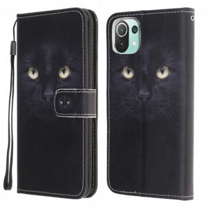 δερματινη θηκη Xiaomi Mi 11 Lite 5G NE / Mi 11 Lite 4G / 5G Black Cat Eyes