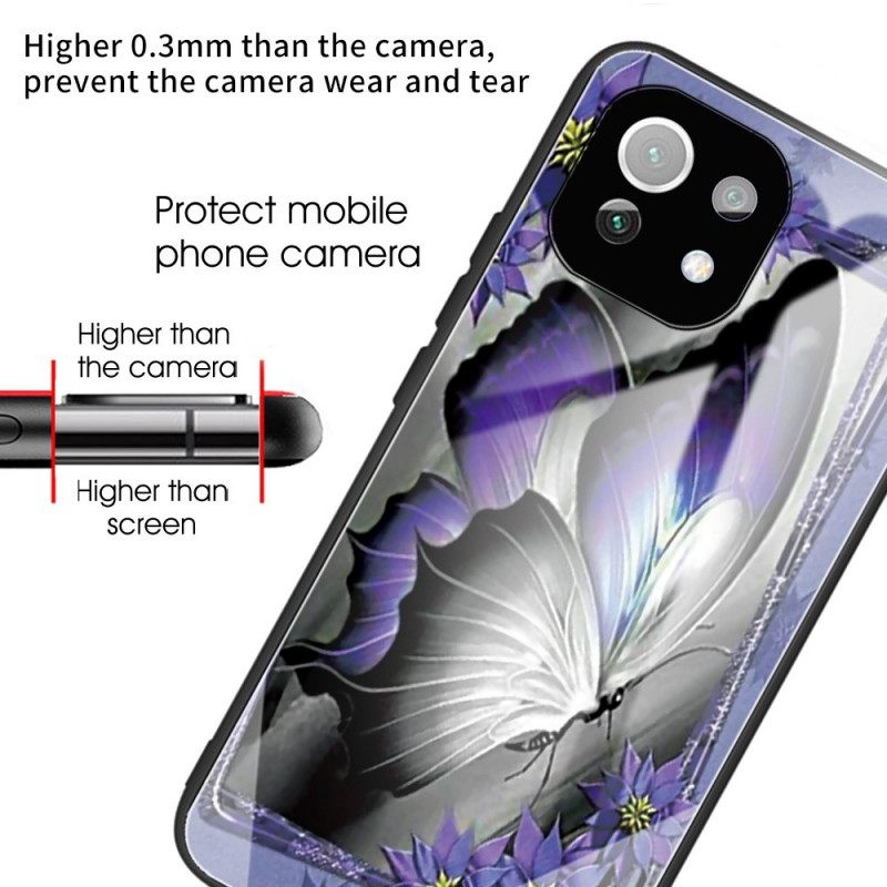 θηκη κινητου Xiaomi Mi 11 Lite 5G NE / Mi 11 Lite 4G / 5G Μωβ Butterfly Tempered Glass