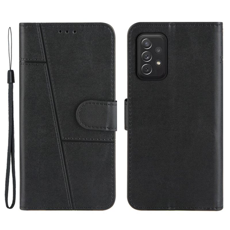 Θήκη Flip Samsung Galaxy A72 4G / 5G με κορδονι Strappy Geo Leather Effect