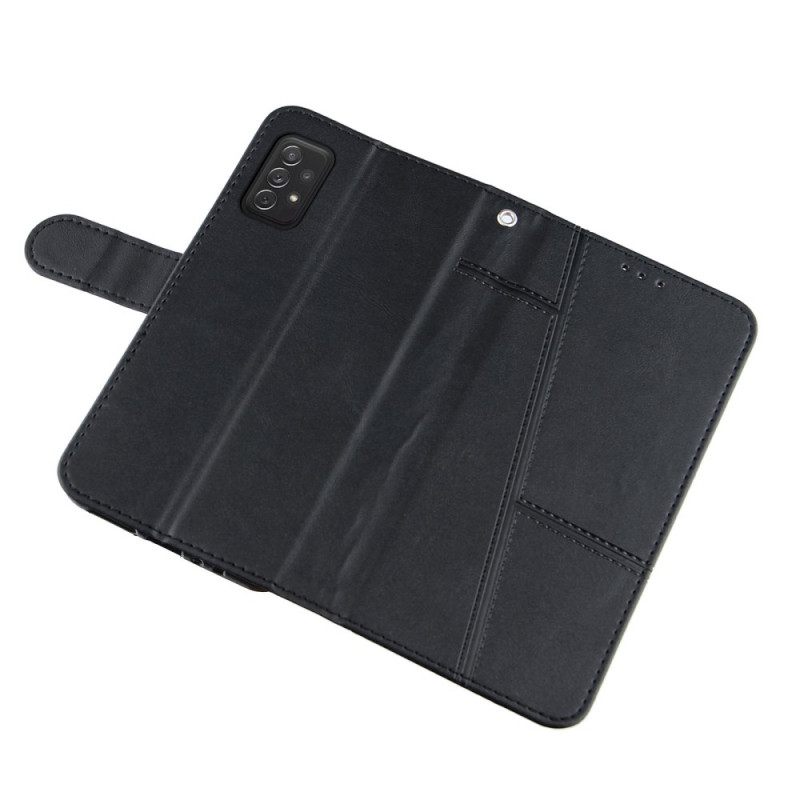 Θήκη Flip Samsung Galaxy A72 4G / 5G με κορδονι Strappy Geo Leather Effect