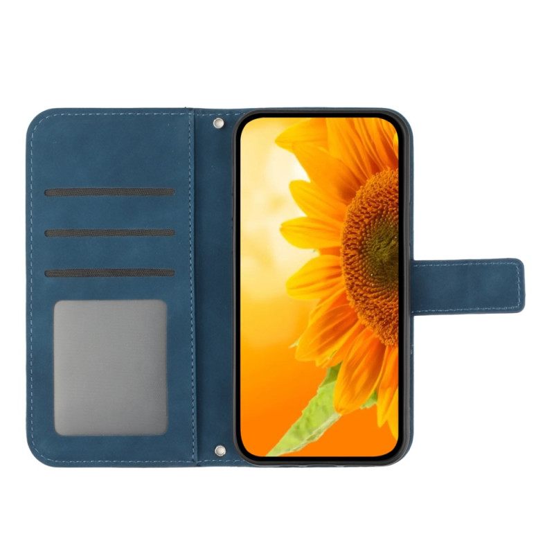 Δερματινη Θηκη Xiaomi 14 Pro Sunflower Print Με Λουράκι