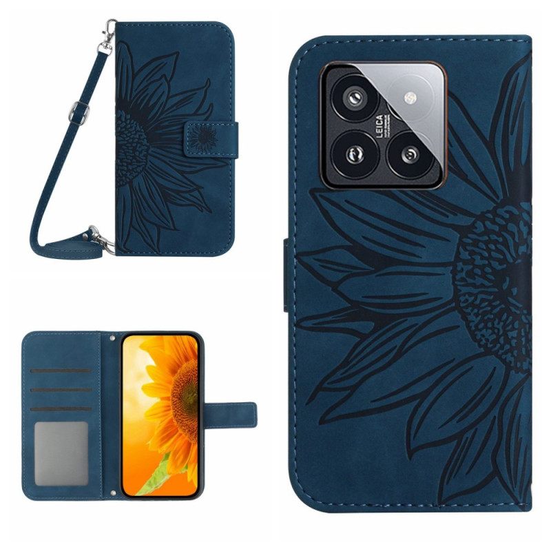 Θηκη Κινητου Xiaomi 14 Pro Sunflower Print Με Ιμάντα Ώμου