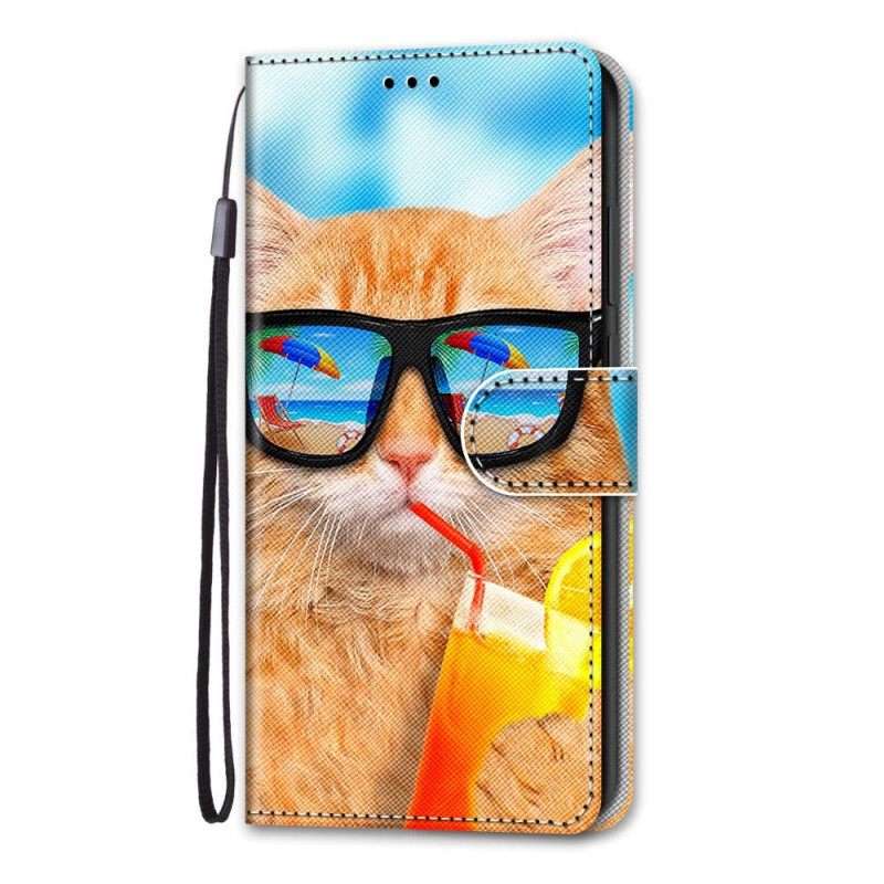 Θήκη Flip Samsung Galaxy M53 5G με κορδονι Cat Star Με Λουράκι