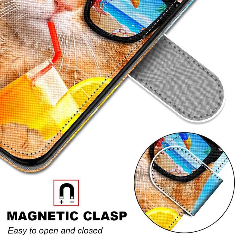 Θήκη Flip Samsung Galaxy M53 5G με κορδονι Cat Star Με Λουράκι