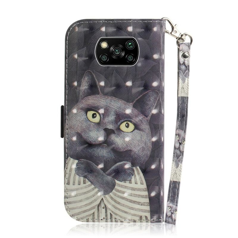 Κάλυμμα Poco X3 / X3 Pro / X3 NFC με κορδονι Γκρι Strappy Cat