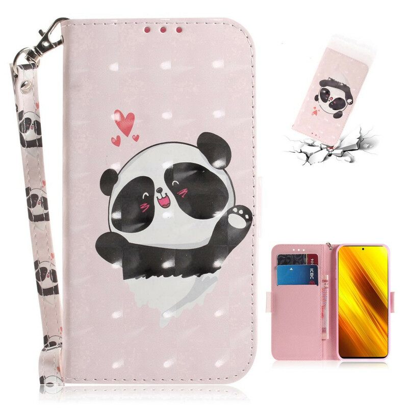 Κάλυμμα Poco X3 / X3 Pro / X3 NFC με κορδονι Panda Love Strap