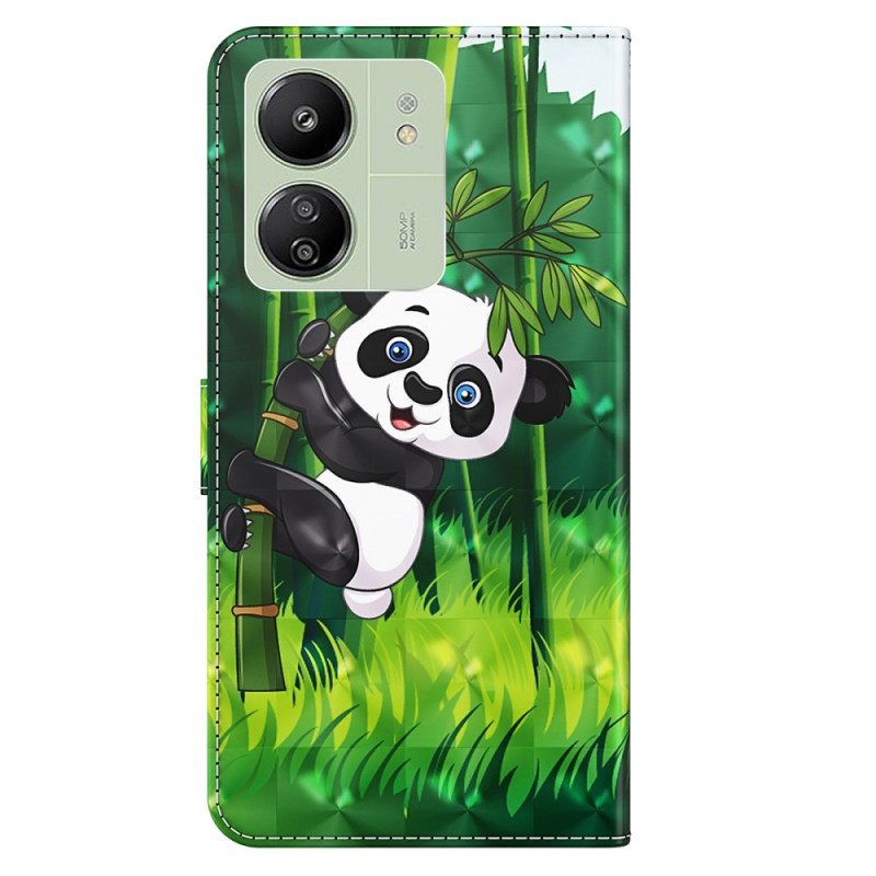 Δερματινη Θηκη Poco C65 Bamboo Panda Με Λουράκι