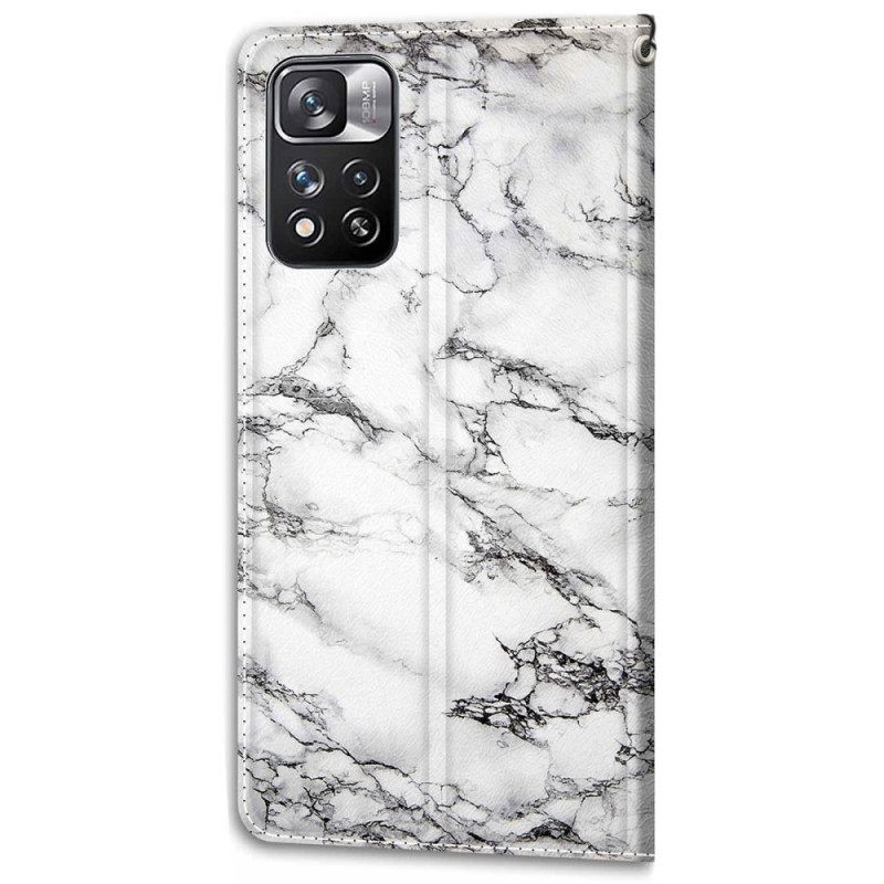 δερματινη θηκη Xiaomi Redmi Note 11 Pro Plus 5G με κορδονι Strappy Marble Elegance