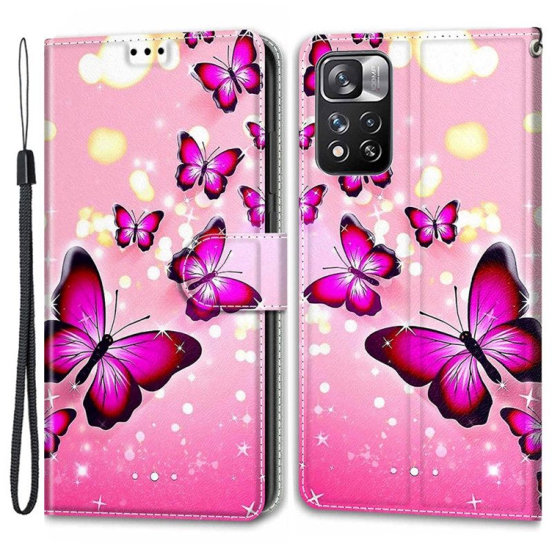 Κάλυμμα Xiaomi Redmi Note 11 Pro Plus 5G με κορδονι Ανεμιστήρας Strap Butterflies