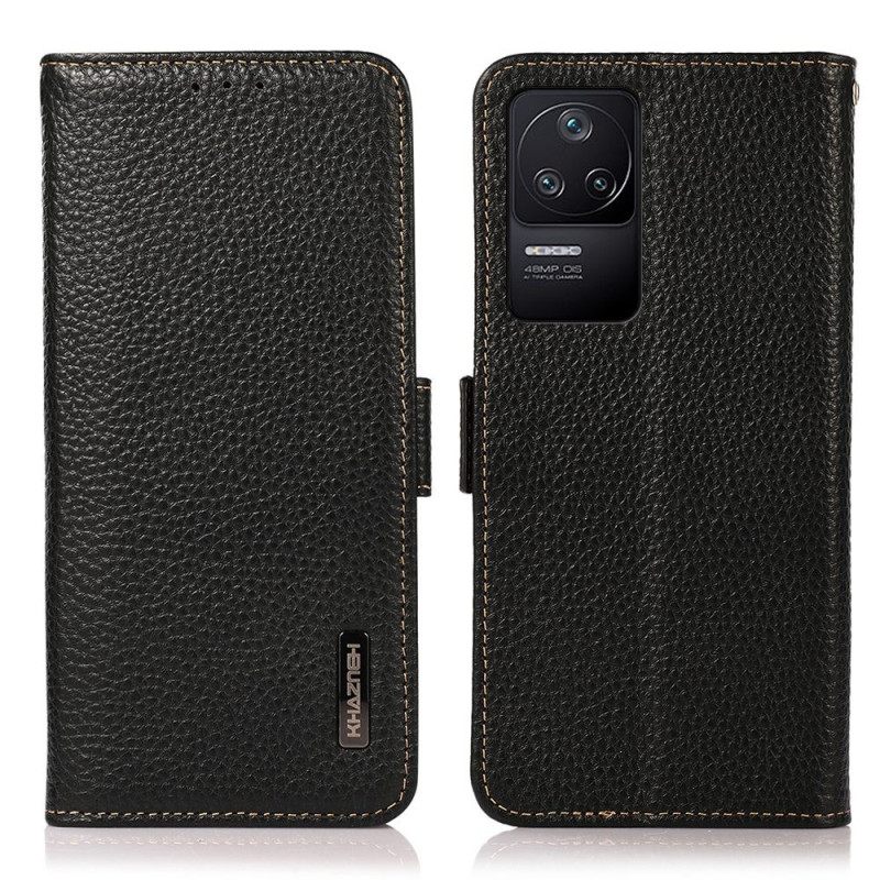 Κάλυμμα Poco F4 Litchi Leather Khazneh Rfid