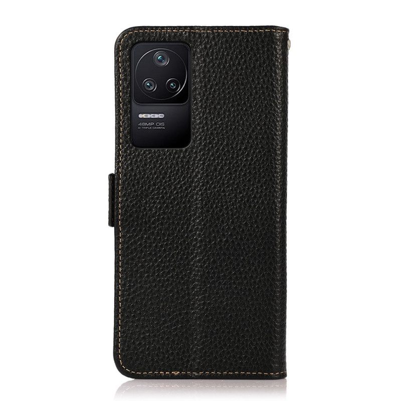 Κάλυμμα Poco F4 Litchi Leather Khazneh Rfid