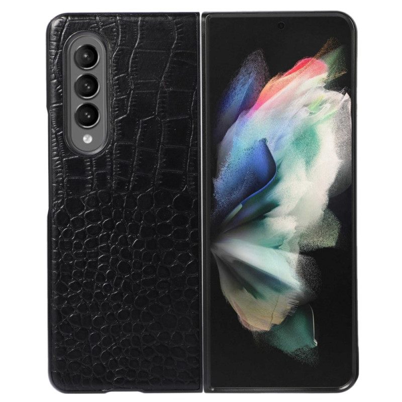 Θήκη Samsung Galaxy Z Fold 4 Μοντέρνο Εφέ Κροκόδειλου Από Γνήσιο Δέρμα