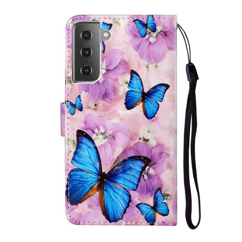 δερματινη θηκη Samsung Galaxy S21 5G Floral Πεταλούδες