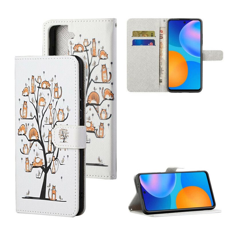 δερματινη θηκη Samsung Galaxy S21 5G με κορδονι Funky Cats Με Λουράκι