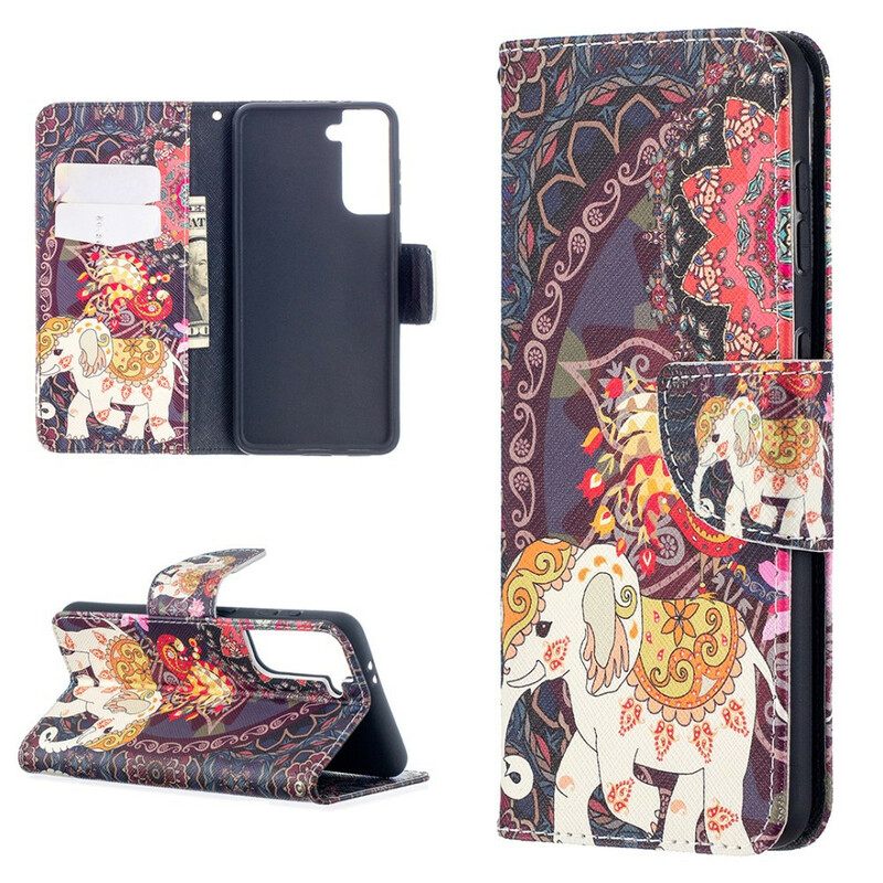 Κάλυμμα Samsung Galaxy S21 5G Mandala Ethnic Elephants