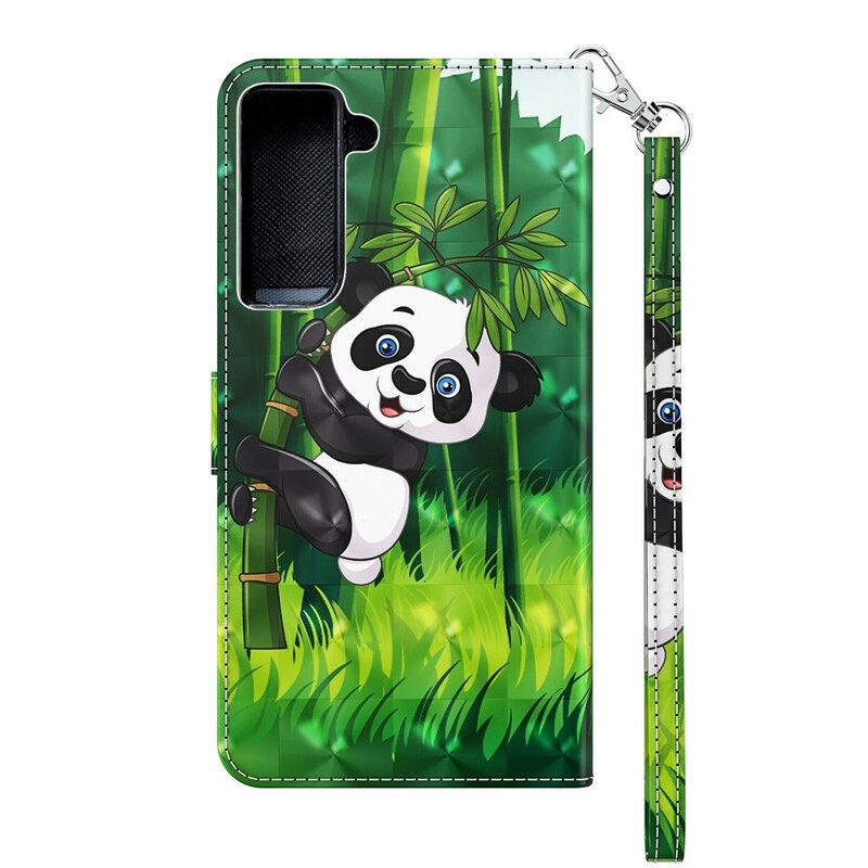 Θήκη Flip Samsung Galaxy S21 5G Panda Και Bamboo